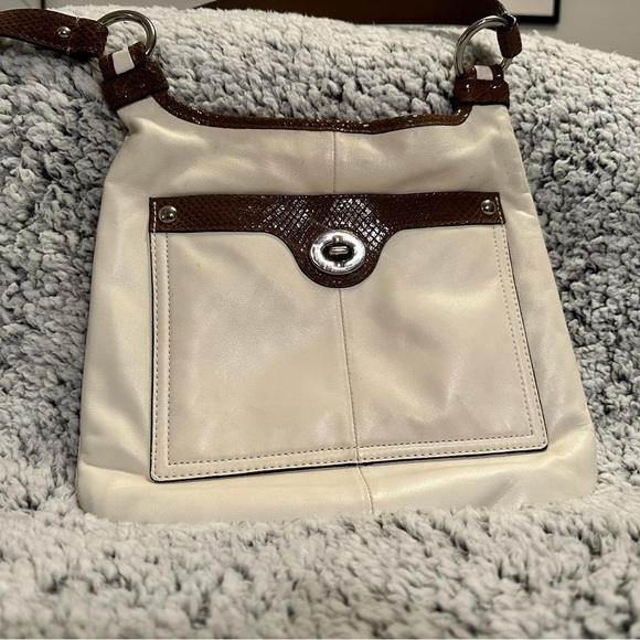 Coach Crossbody with brown snakeskin trim and strap. - Picture 2 of 9